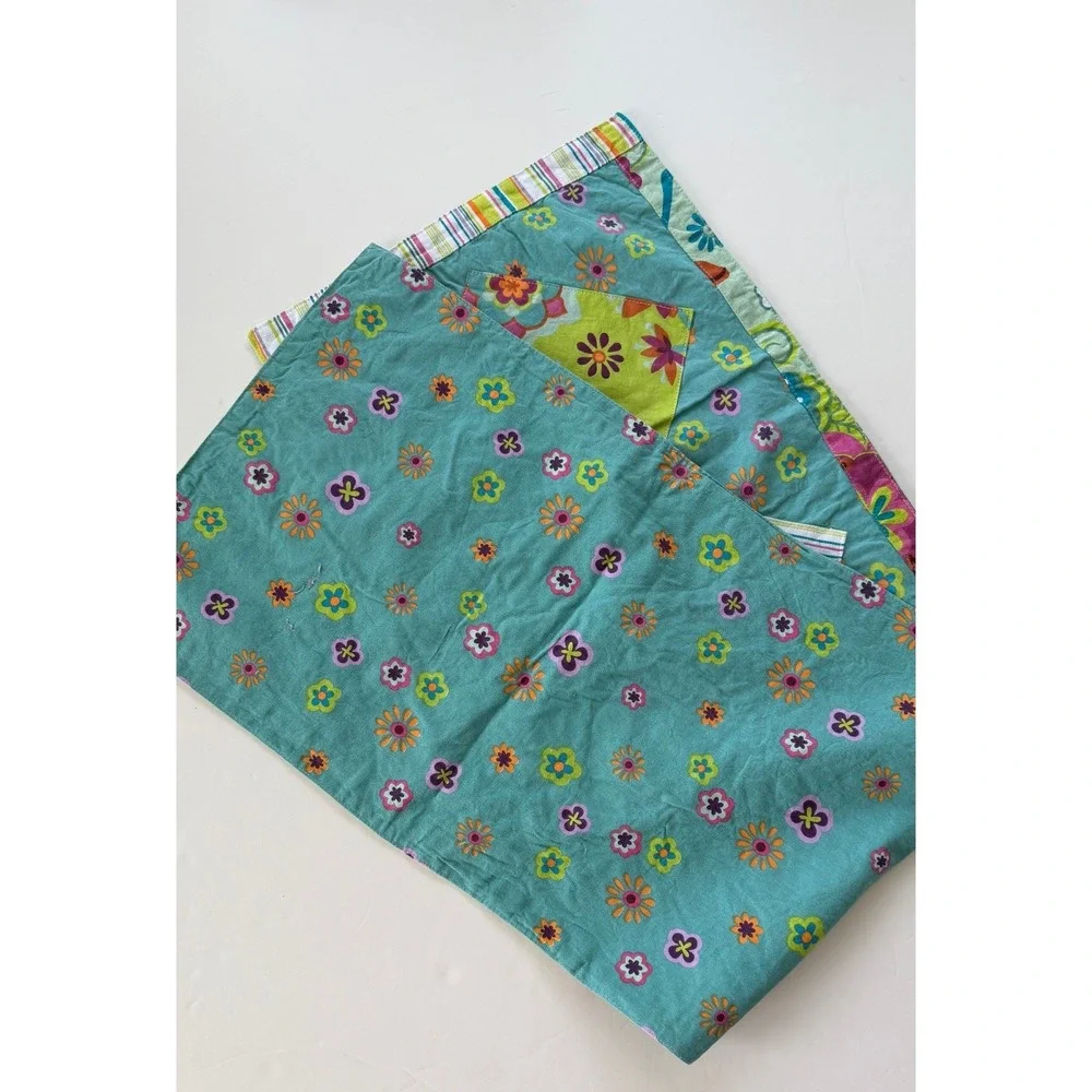 Floral Patchwork Table Runner 4 Placemats Set Teal Green Boho 5pc Decor